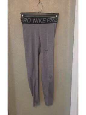 NIKE Pro Ladies Gray Full Length Leggings M GUC Mesh Panels